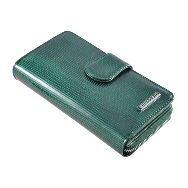 Gregorio zöld színű lakkbőr pénztárca, álló fazon LN116