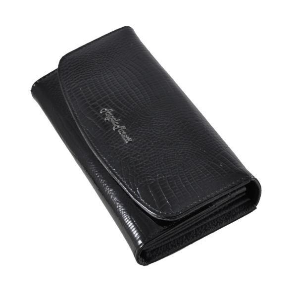 Moretti lakkpénztárca fekete krokós mintával W3002