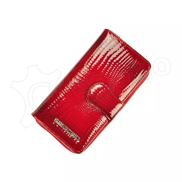 Gregorio piros színű krokós lakkbőr pénztárca, álló fazon GF116