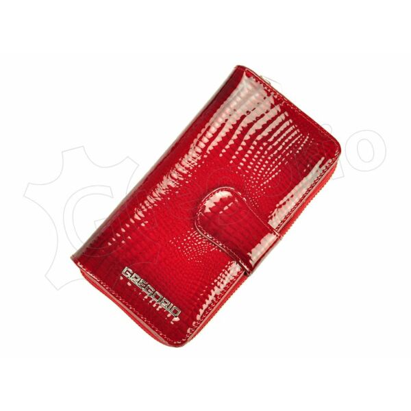 Gregorio piros színű krokós lakkbőr pénztárca, álló fazon GF1161