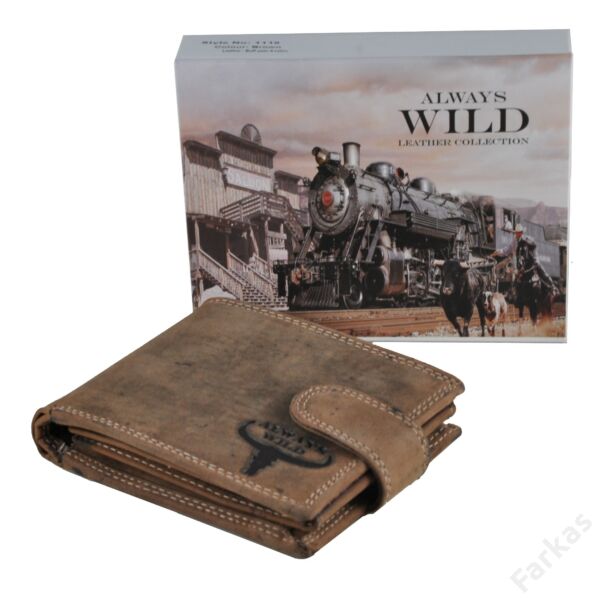 Always Wild férfi pénztárca koptatott bőrből, patenttal nyítható 1119