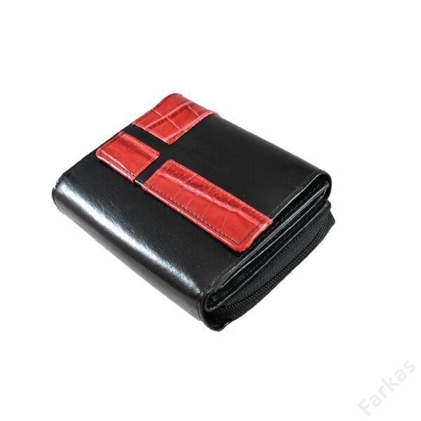 Női bőrpénztárca fekete-piros színben 49371