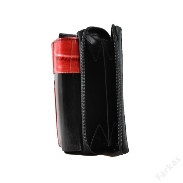 Női bőrpénztárca fekete-piros színben 49371