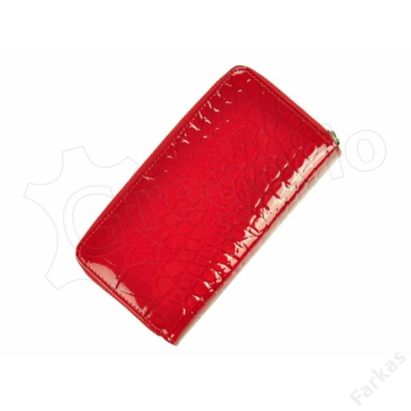 Gregorio piros színű krokós lakkbőr pénztárca, álló fazon BC116